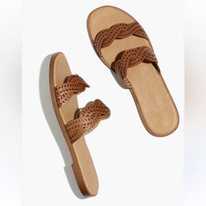 Madewell The Cora Slide Sandals in Perforated Leather